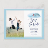 オーシャンマウンテンライトハウスウェディング・セーブ・ザ・デート インビテーションポストカード (正面)
