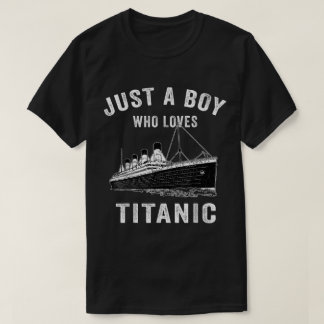 オーシャンライナーファンの少年向けビンテージ船舶アート Tシャツ