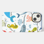 オーシャンワンダーズ 海の生物 海の生き物 パターン iPhoneケース (裏面横)