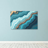 オーシャン・アゲート – 抽象的な流動アート キャンバスプリント (インサイチュ (ウッドフロア))