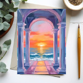 オーシャン アーチウェイ サンセット 水彩 海岸 絵画 ポストカード