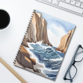 オーシャン ウェーブ クラッシング | 海岸のビーチの水彩画 ノートブック