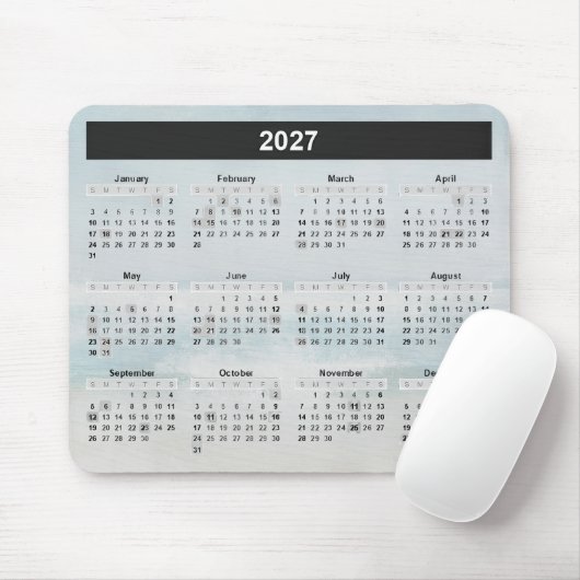 オーシャン・ウォーターカラー 2027年 カレンダー マウスパッド (マウス)
