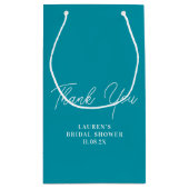 オーシャン カーム ブルー ミニマリスト ブライダル シャワー サンクス スモールペーパーバッグ (裏面)