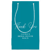 オーシャン カーム ブルー ミニマリスト ブライダル シャワー サンクス スモールペーパーバッグ (正面)