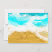 オーシャン シーサイド ターコイズ ウェーブ セーブ ザ デート 招待状 (裏面)