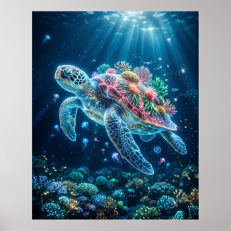 オーシャン タートル 生物発光 ドリフト アート ポスター