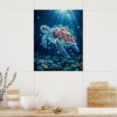 オーシャン タートル 生物発光 ドリフト アート ポスター (キッチン)