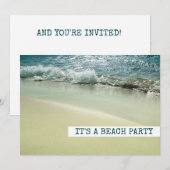 オーシャン、ビーチ 砂浜の海岸 穏やかな波 招待状 (正面/裏面)