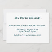 オーシャン、ビーチ 砂浜の穏やかな波 招待状 (裏面)