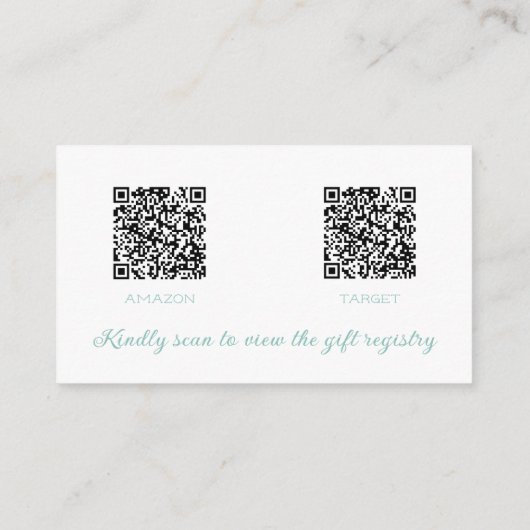 オーシャン ブライダル シャワー ギフト レジストリー QR コード エンクロージャーカード (裏面)