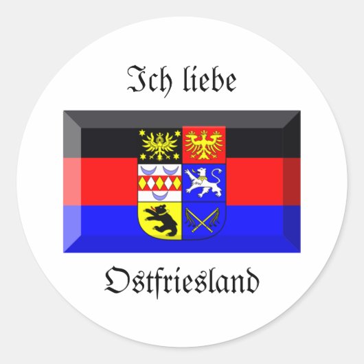 オーシュフリースランド国旗の宝石 ラウンドシール (正面)