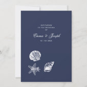オーシ航海のアンクラシックダークネイビー結婚ブルー2 招待状 (裏面)
