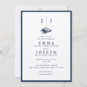 オーシ航海のアンクラシックダークネイビー結婚ブルー5 招待状 (正面)