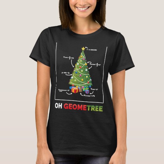 オージオメトリツリークリスマスツリー数学先生1 Tシャツ (正面)