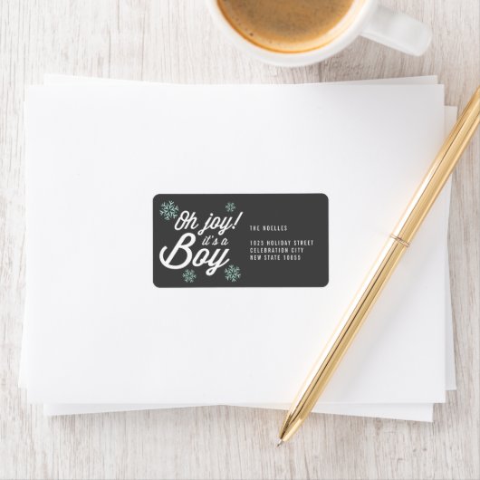 オージョイそれが男の子の雪の結晶の休日の誕生アドレス ラベル (インサイチュ)