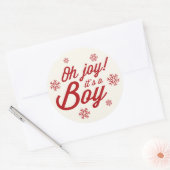 オージョイそれが男の子の雪エレガント片ホリデー誕生 ラウンドシール (封筒)