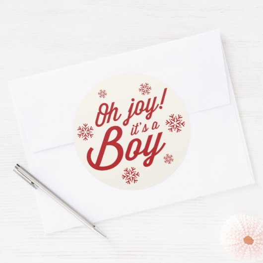 オージョイそれが男の子の雪エレガント片ホリデー誕生 ラウンドシール (封筒)