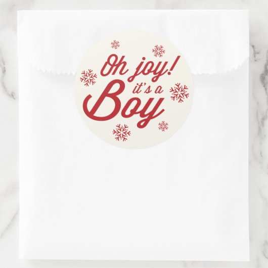 オージョイそれが男の子の雪エレガント片ホリデー誕生 ラウンドシール (バッグ)