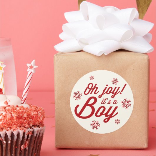 オージョイそれが男の子の雪エレガント片ホリデー誕生 ラウンドシール (パーティー)