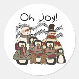 オージョイクリスマスペンギン雪だるま ラウンドシール