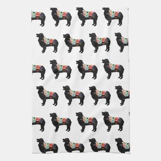 オージーシェパード犬ブリードボヘミアンフローラサドル キッチンタオル (縦)