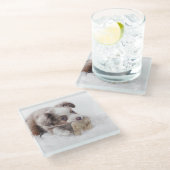 オージーレッドメルルパップ ガラスコースター (アングル)