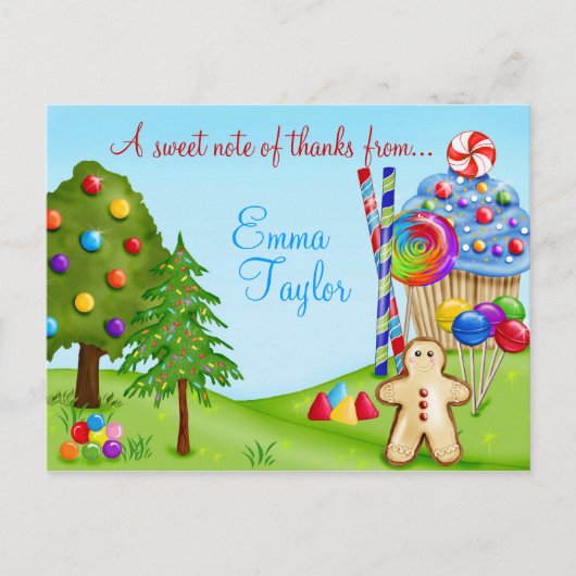 オースウィートキャンディランドカップケーキと棒つきキャンデー ポストカード (正面)