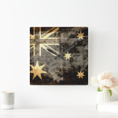 オースグランジトラリア国旗3 スクエア壁時計 (ホーム)