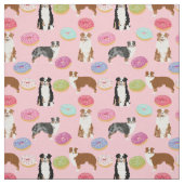 オースジー犬とドーナツピンク ファブリック (見本)