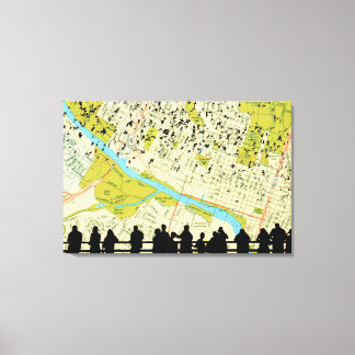 オースティンこうもりコングレスブリッジ飛んでいる キャンバスプリント