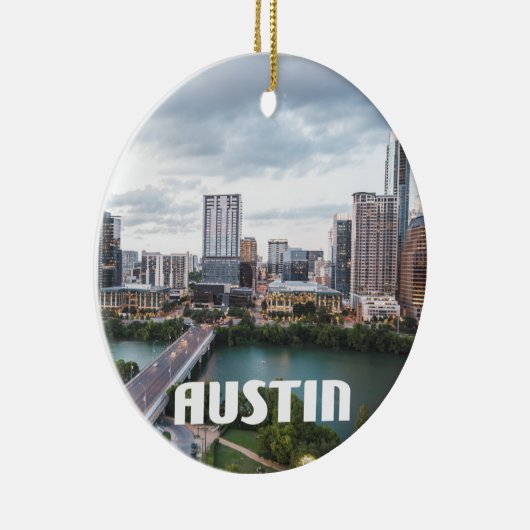 オースティンのテキサス州のスカイラインの写真 セラミックオーナメント (右)