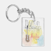 オースティンのテキサス州|の水彩画のスケッチ キーホルダー (正面左)