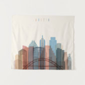 オースティンのテキサス州|都市スカイライン タペストリー (正面(横))