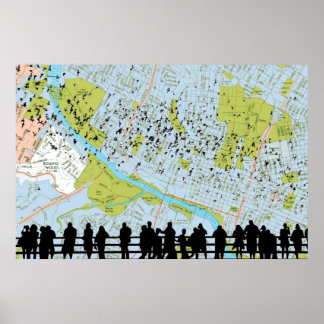 オースティンの代替カラーこうもりプリント ポスター