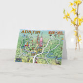 オースティンの円形の石のテキサス州のおもしろいの地図 カード (黄色い花)