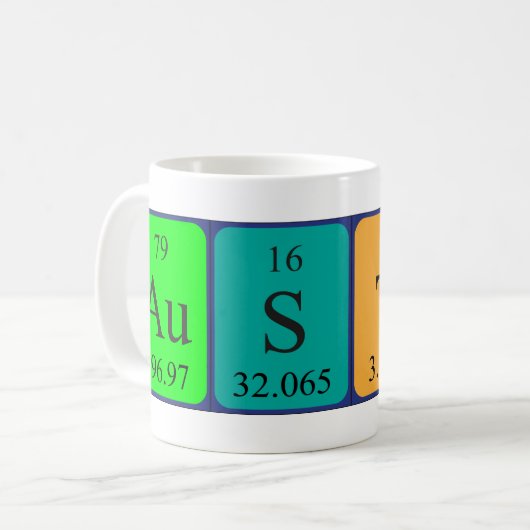 オースティンの周期表の名前のマグ コーヒーマグカップ (正面左)