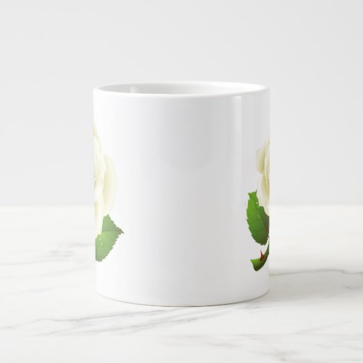 オースティンの白いバラ ジャンボコーヒーマグカップ (正面)