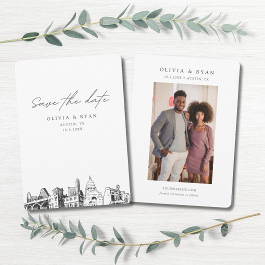 オースティンウェディングデイトダウンタウン結婚の 招待状