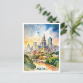 オースティンシティウォーター絵画カラー ポストカード (スタンド正面)