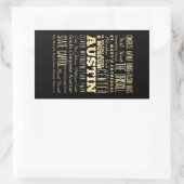 オースティンシティオブテキサス州州タイポグラフィアート 長方形シール (バッグ)