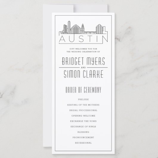 オースティンシティスタイル化スカイライン |結婚式 プログラム (正面)