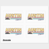 オースティンシティテキサス州ヴィンテージ動揺してレトロストライプ 長方形シール (シート)