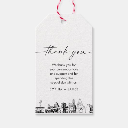 オースティンスカイラ結婚インの感謝メッセージカード ギフトタグ (正面)