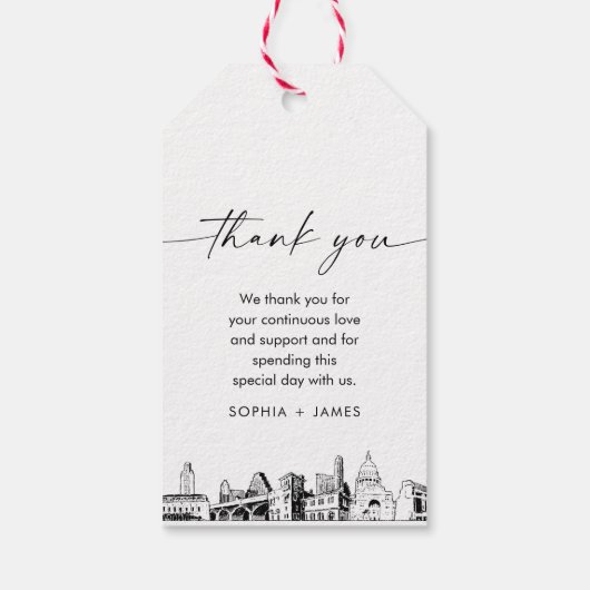 オースティンスカイラ結婚インの感謝メッセージカード ギフトタグ (裏面)