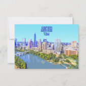オースティンダウンタウンテキサス州ヴィンテージフラットカード (正面)