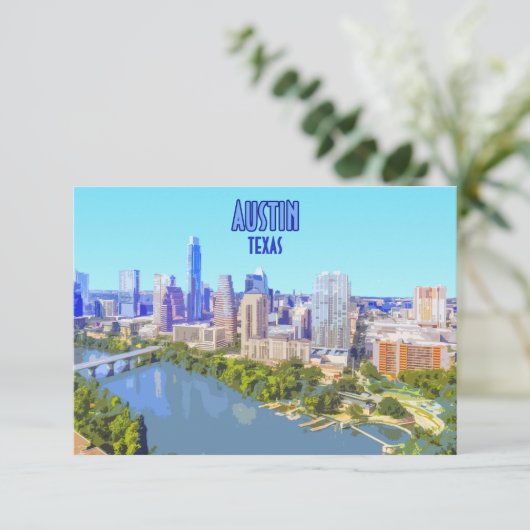 オースティンダウンタウンテキサス州ヴィンテージフラットカード (スタンド正面)