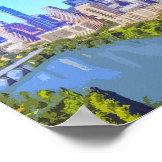 オースティンダウンタウンテキサス州ヴィンテージ ポスター (角)