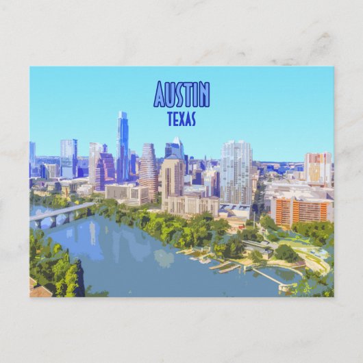 オースティンダウンタウンテキサス州ヴィンテージ ポストカード (正面)