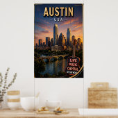 オースティンテキサススカイライン旅行 ポスター (キッチン)